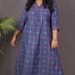 SUHANI - Premium lightweight Cotton with Buti Dobby Embroidery - Blue Checks