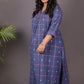 SUHANI - Premium lightweight Cotton with Buti Dobby Embroidery - Blue Checks