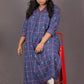 SUHANI - Premium lightweight Cotton with Buti Dobby Embroidery - Blue Checks