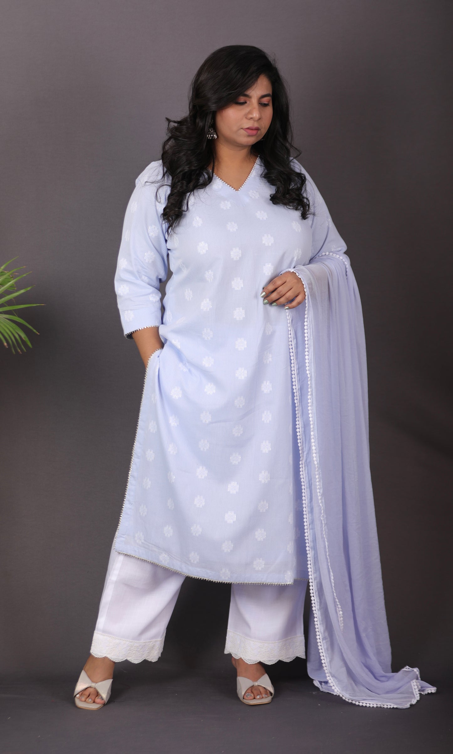 JASMINE - Kurta - Cotton Jari booti with thread work - Blue
