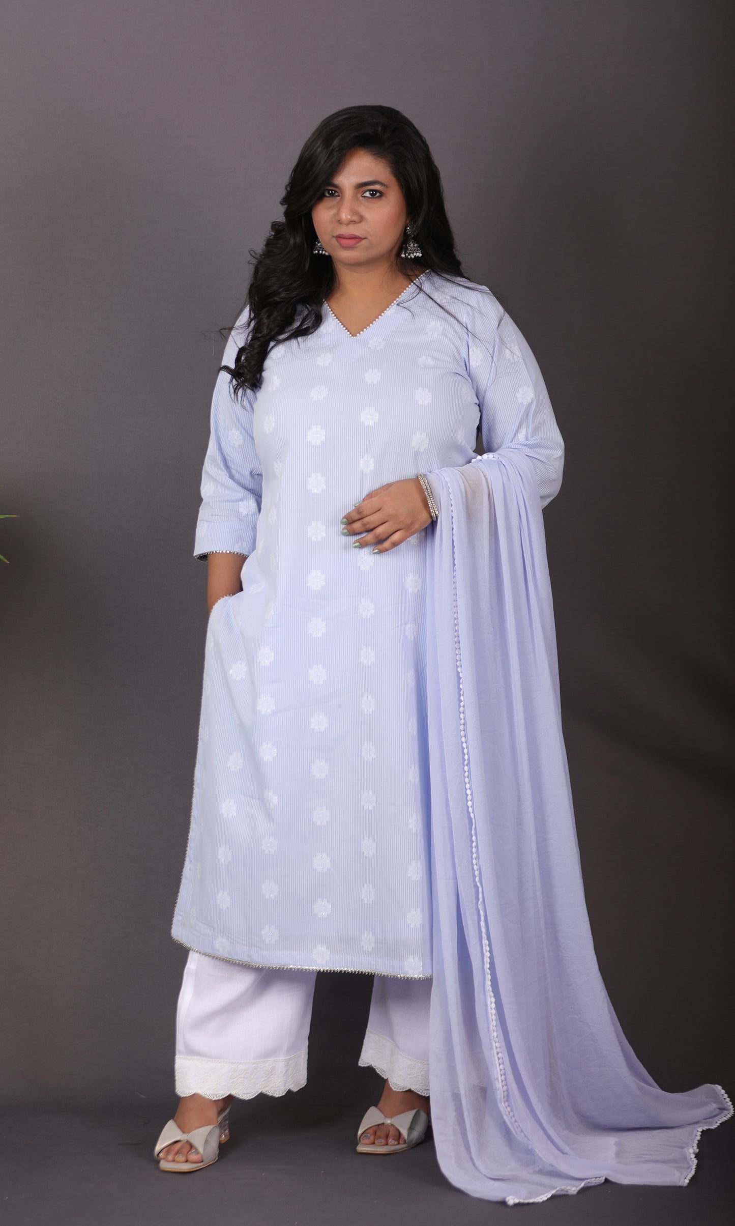 JASMINE - Kurta - Cotton Jari booti with thread work - Blue