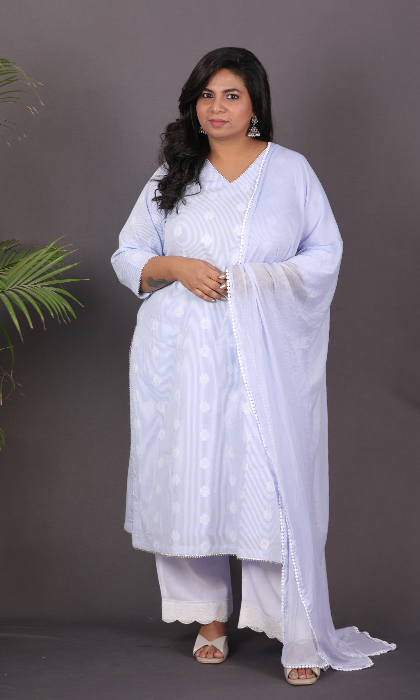 JASMINE - Kurta - Cotton Jari booti with thread work - Blue
