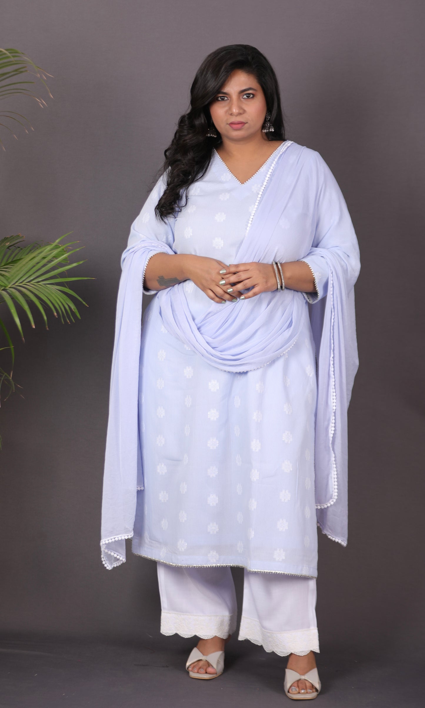 JASMINE - Kurta - Cotton Jari booti with thread work - Blue