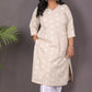 JASMINE - Kurta - Cotton Jari booti with thread work - CREAM