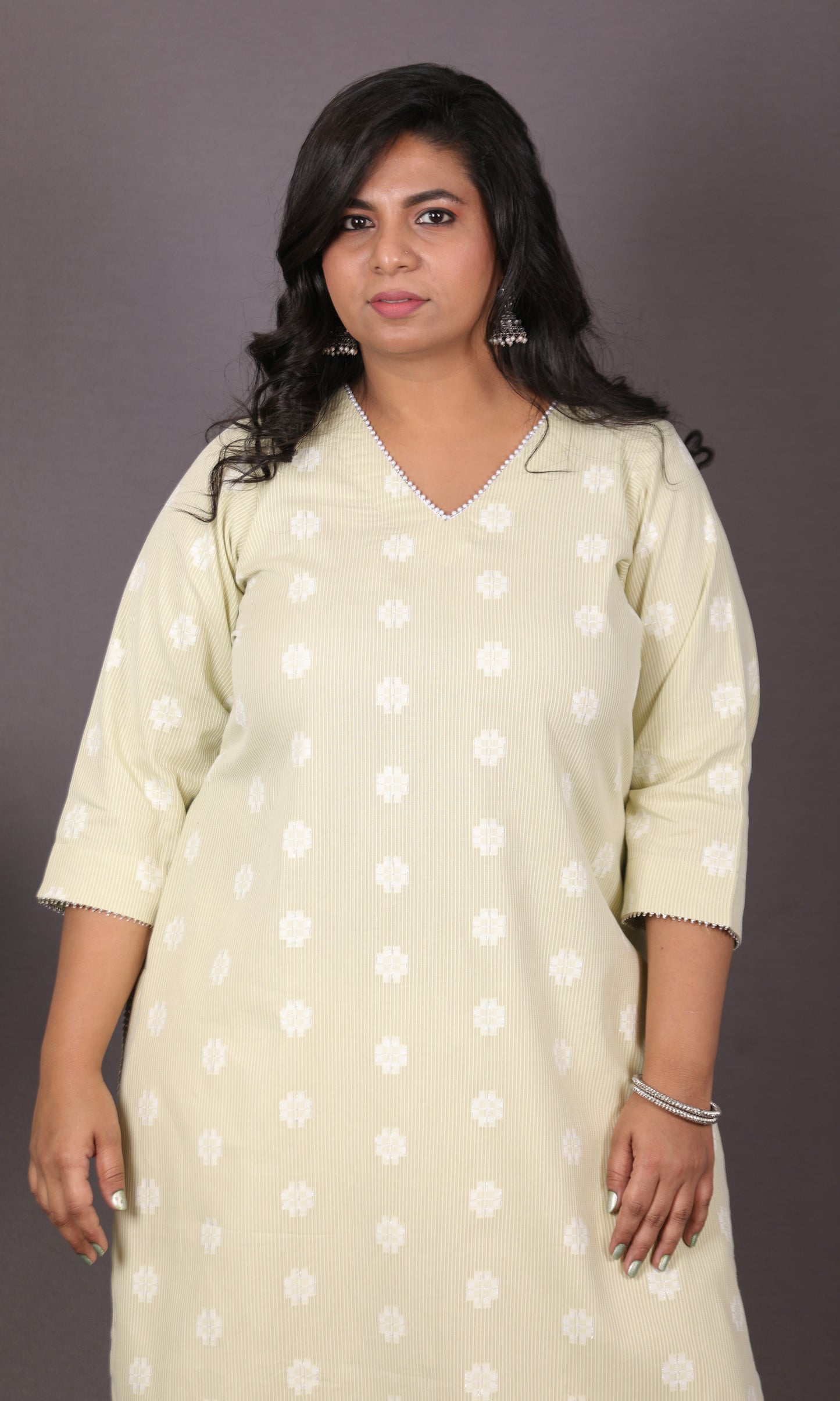 JASMINE - Kurta - Cotton Jari booti with thread work - GREEN