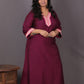 Aayat - 3pc set - Crepe Silk with soft silk tie-dye dupatta - Majenta