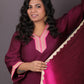 Aayat - 3pc set - Crepe Silk with soft silk tie-dye dupatta - Majenta
