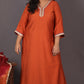 Aayat - 3pc set - Crepe Silk with soft silk tie-dye dupatta - RUST