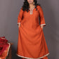 Aayat - 3pc set - Crepe Silk with soft silk tie-dye dupatta - RUST
