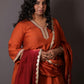 Aayat - 3pc set - Crepe Silk with soft silk tie-dye dupatta - RUST
