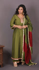 Aayat - MEHENDI - Crape Silk with soft silk tie-dye dupatta optional