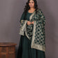 NOOR - Anarkali set + Zari Dupatta - Bottle Green