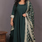 NOOR - Anarkali set + Zari Dupatta - Bottle Green