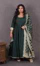 NOOR - Anarkali set + Zari Dupatta - Bottle Green