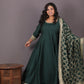 NOOR - Anarkali set + Zari Dupatta - Bottle Green