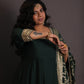 NOOR - Anarkali set + Zari Dupatta - Bottle Green