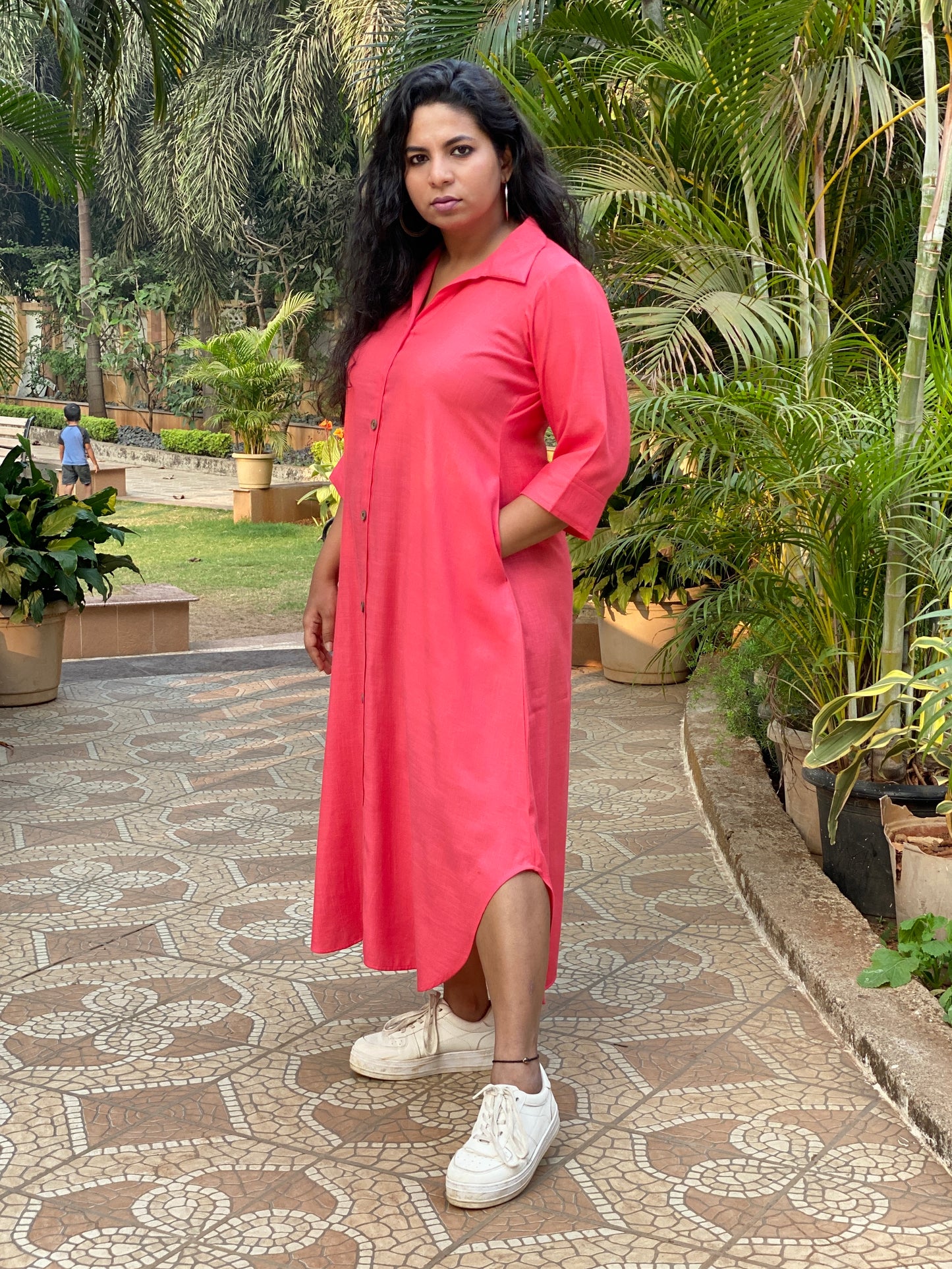 TARA - SHIRT DRESS - PEACH