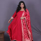 NOOR - Anarkali set + Zari Dupatta - Cherry Red