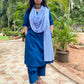 ADYA - ONLY KURTA OR CO ORD SET - BLUE SOFT COTTON  ( WITH MUL MUL DUPATTA OPTIONAL )