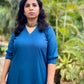 ADYA - CO ORD SET - BLUE SOFT COTTON  ( WITH MUL MUL DUPATTA )