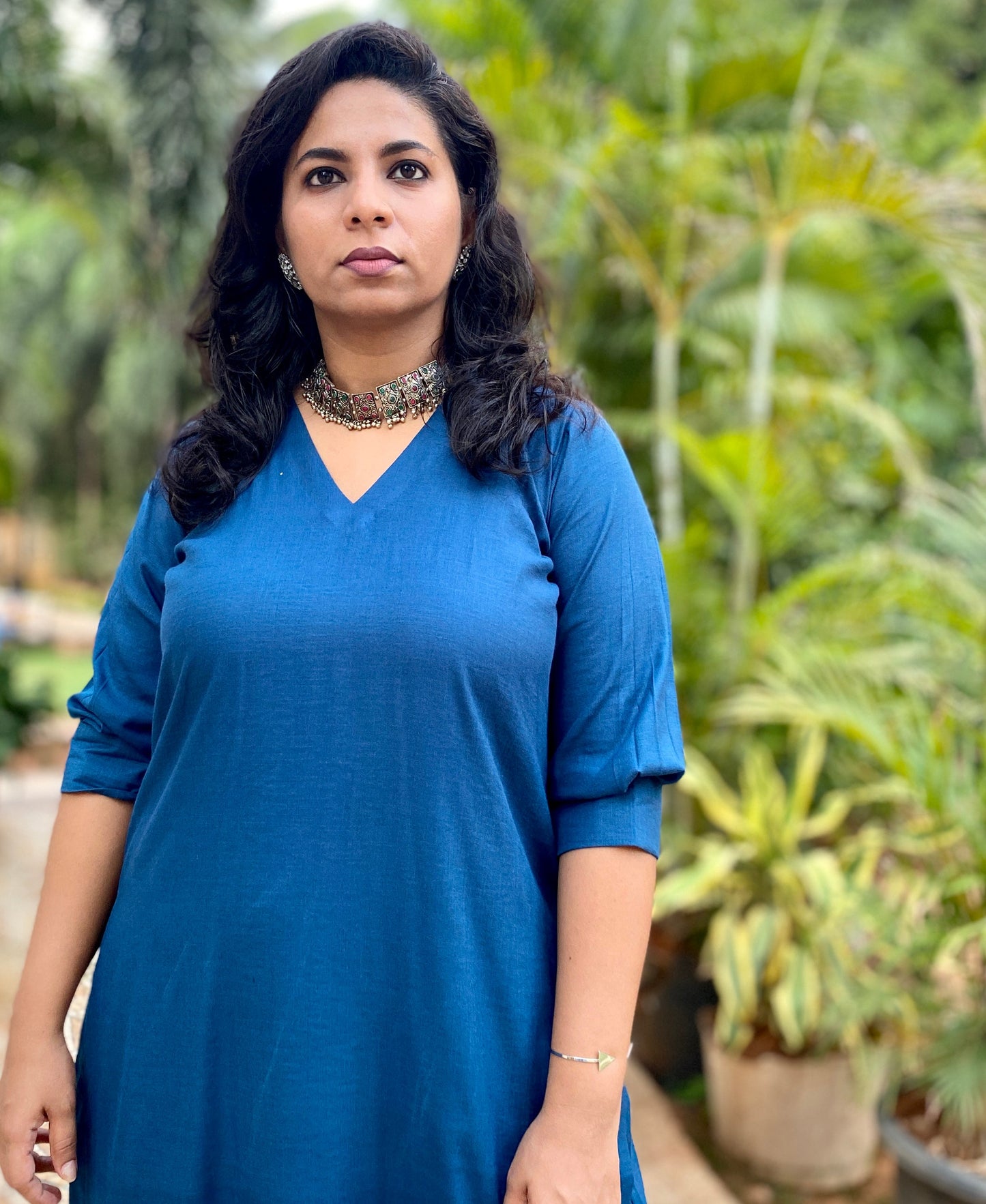 ADYA - ONLY KURTA OR CO ORD SET - BLUE SOFT COTTON  ( WITH MUL MUL DUPATTA OPTIONAL )