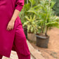 ADYA - CO ORD SET - MEJENTA SOFT COTTON  ( WITH MUL MUL DUPATTA )
