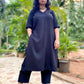 ADYA - CO ORD SET - BLACK SOFT COTTON  ( WITH MUL MUL DUPATTA OPTIONAL )