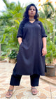 ADYA - CO ORD SET - BLACK SOFT COTTON  ( WITH MUL MUL DUPATTA OPTIONAL )