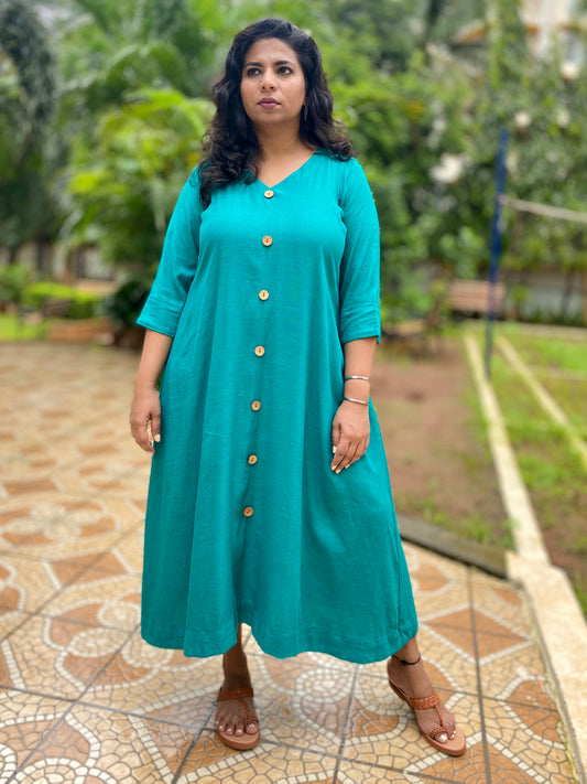 Meera - DRESS OR SET - RAMA GREEN - Soft Cotton