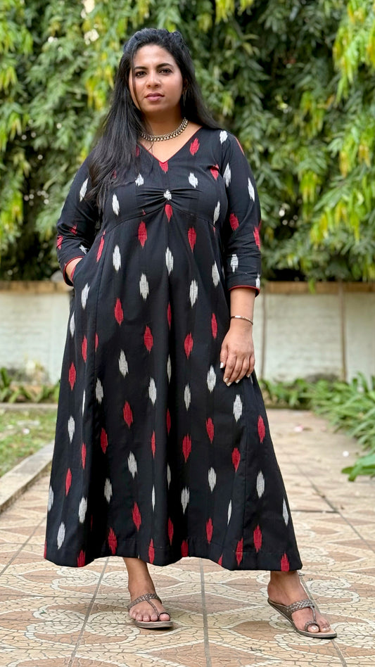 Sonam - Black Ikkat Dress
