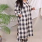 MAYA co-ords -  Linen checks ikkat boota - BLACK