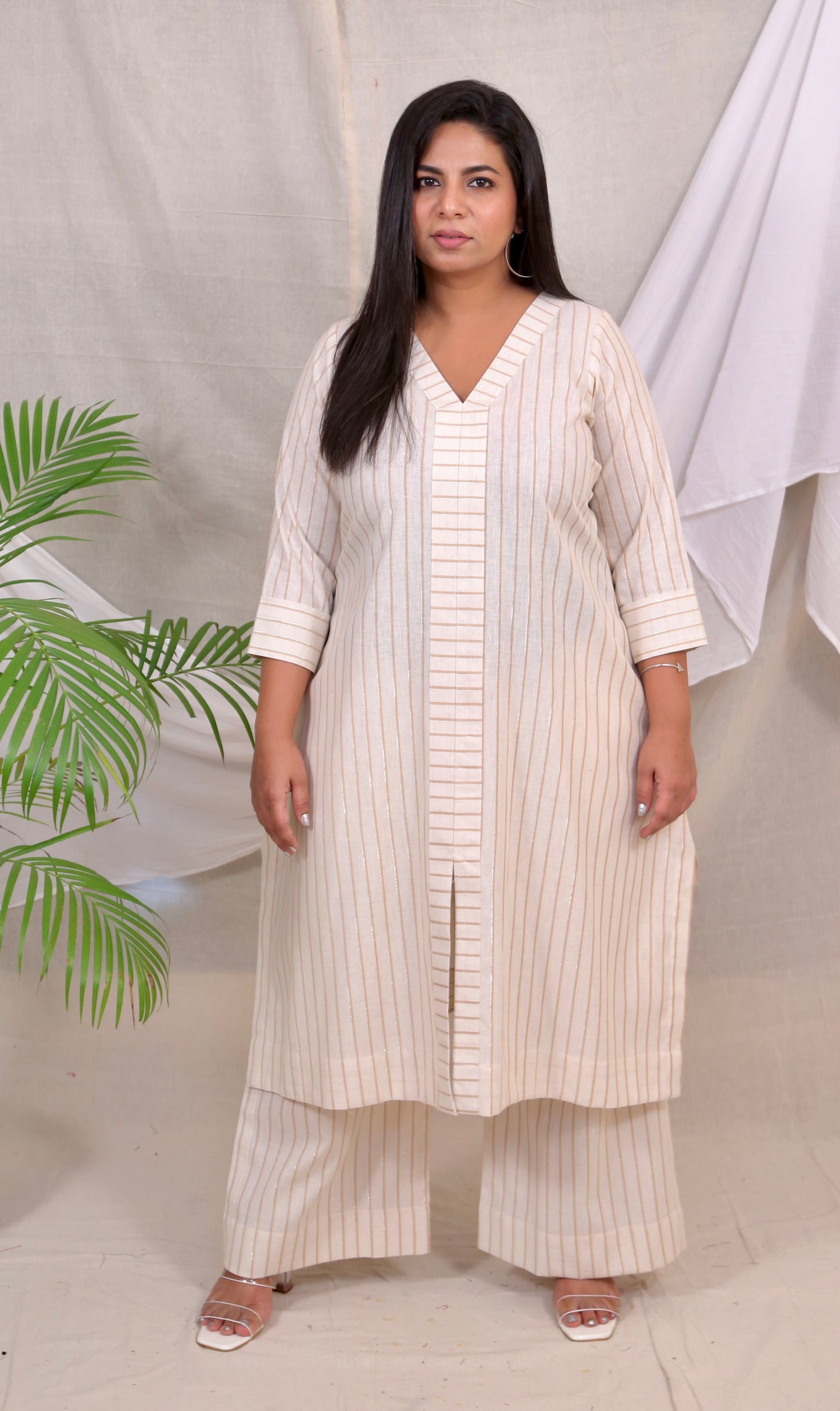 GEET - Co Ord Set - Handloom Cotton - Dobby weave - Cream