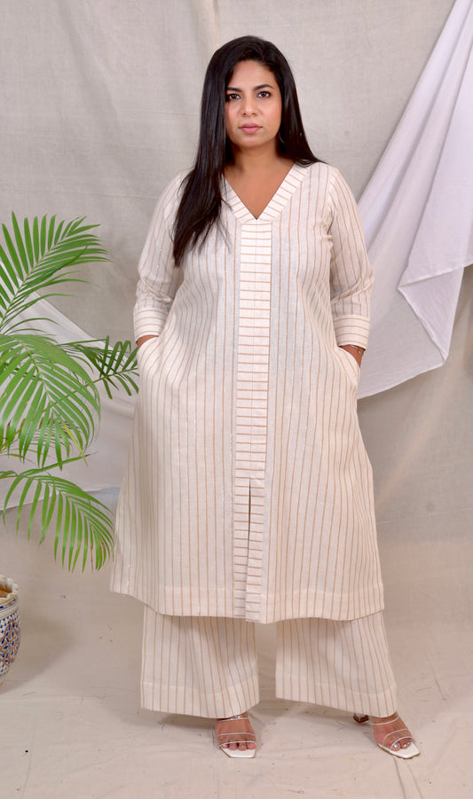 GEET - Co Ord Set - Handloom Cotton - Dobby weave - Cream
