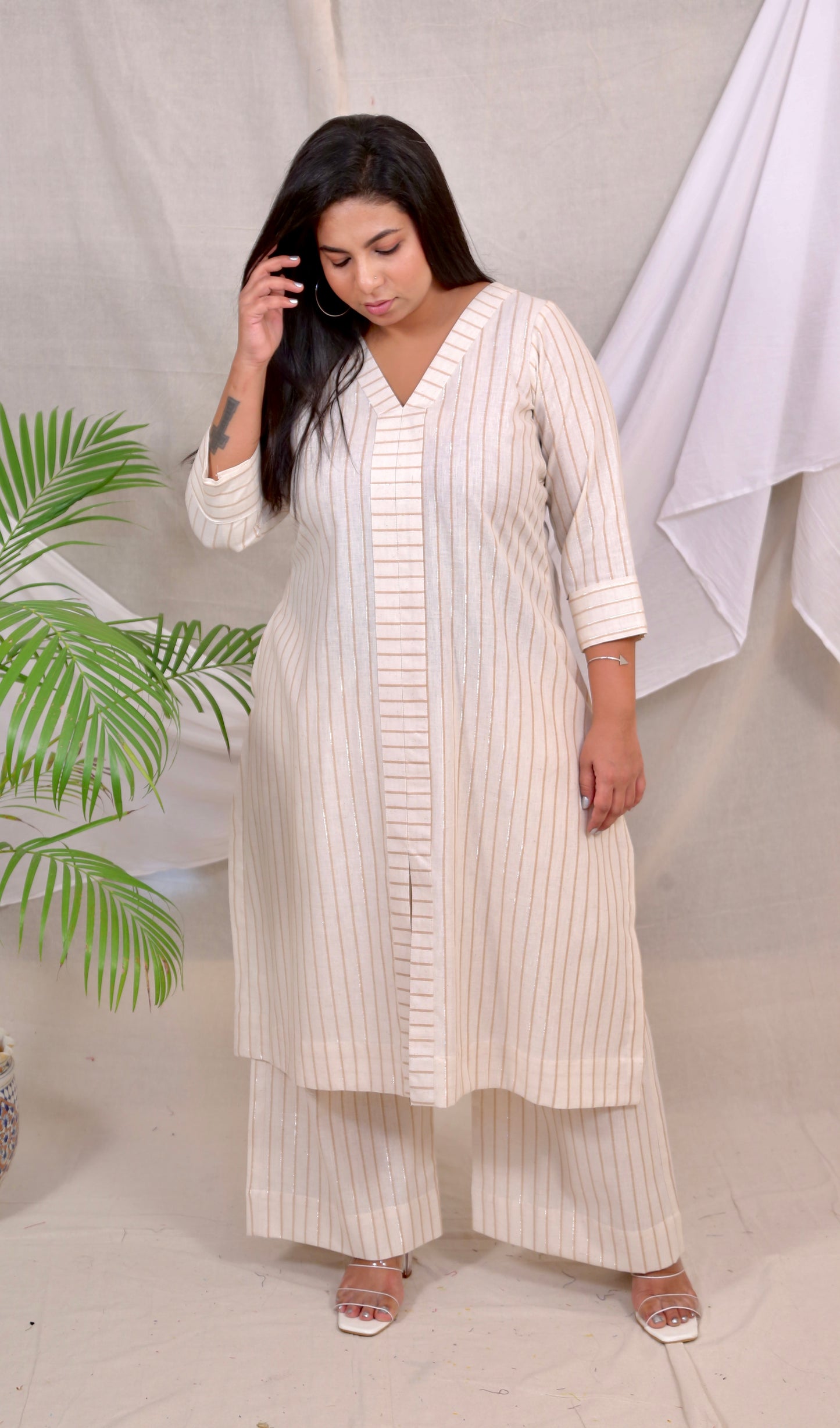 GEET - Co Ord Set - Handloom Cotton - Dobby weave - Cream