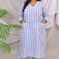 ALIA co-ords - Cotton Linen Stripes - BLUE