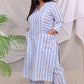ALIA co-ords - Cotton Linen Stripes - BLUE