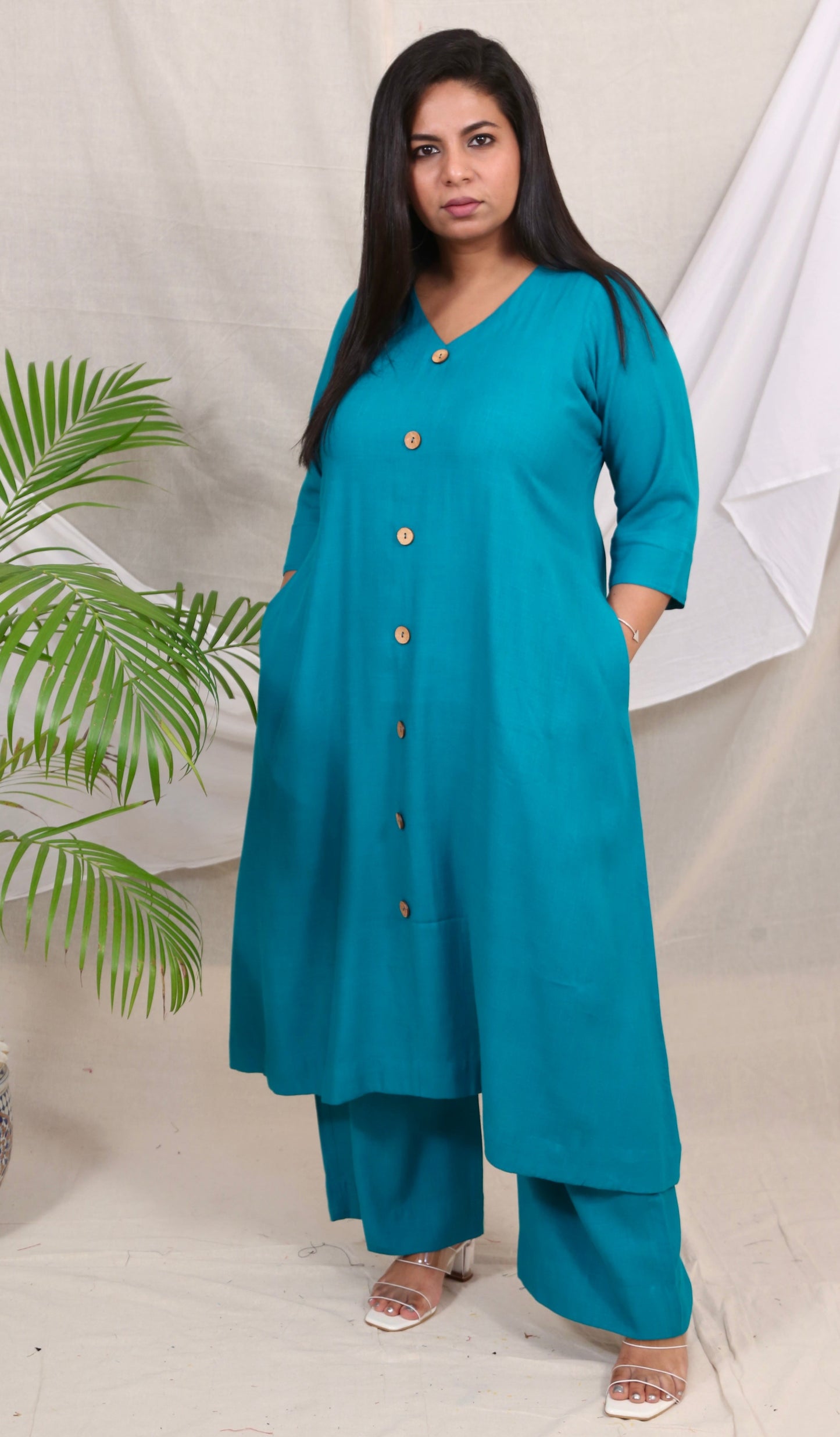 Meera - Co Ord set - RAMA GREEN - Soft Cotton
