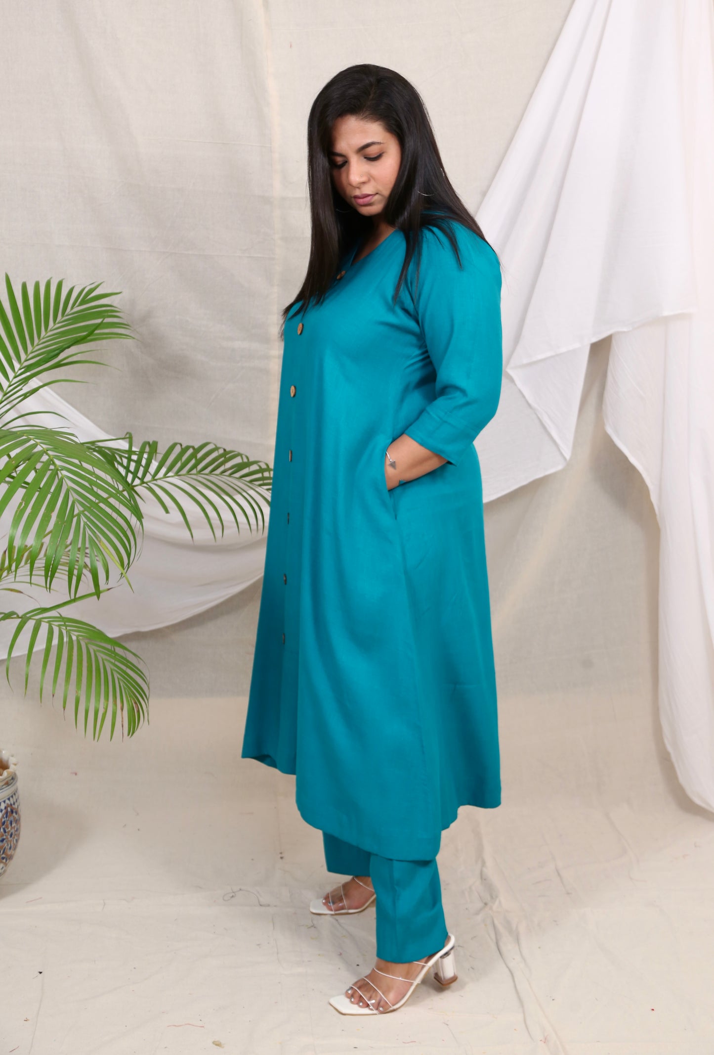 Meera - Co Ord set - RAMA GREEN - Soft Cotton