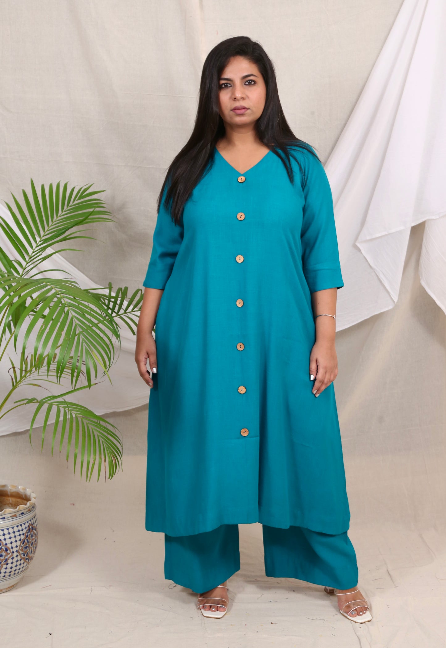 Meera - Co Ord set - RAMA GREEN - Soft Cotton