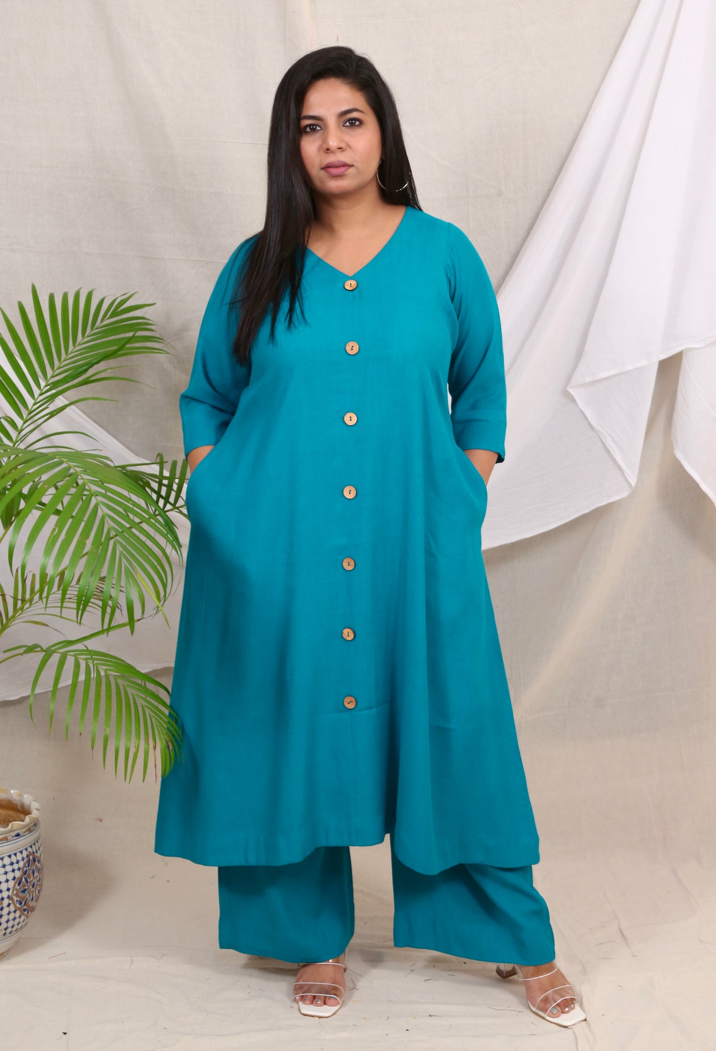 Meera - Co Ord set - RAMA GREEN - Soft Cotton