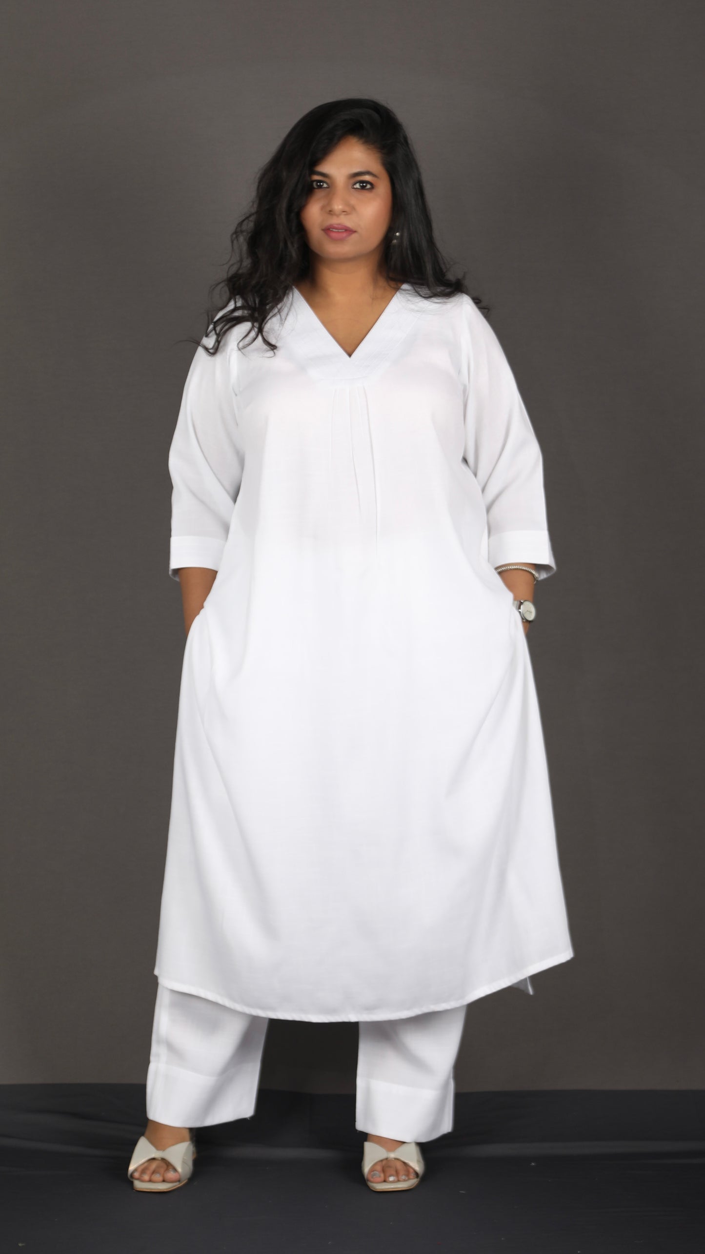 SUHANI - Full Set - soft cotton - Pure White + Mul dupatta optional