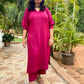 ADYA - CO ORD SET - MEJENTA SOFT COTTON  ( WITH MUL MUL DUPATTA )