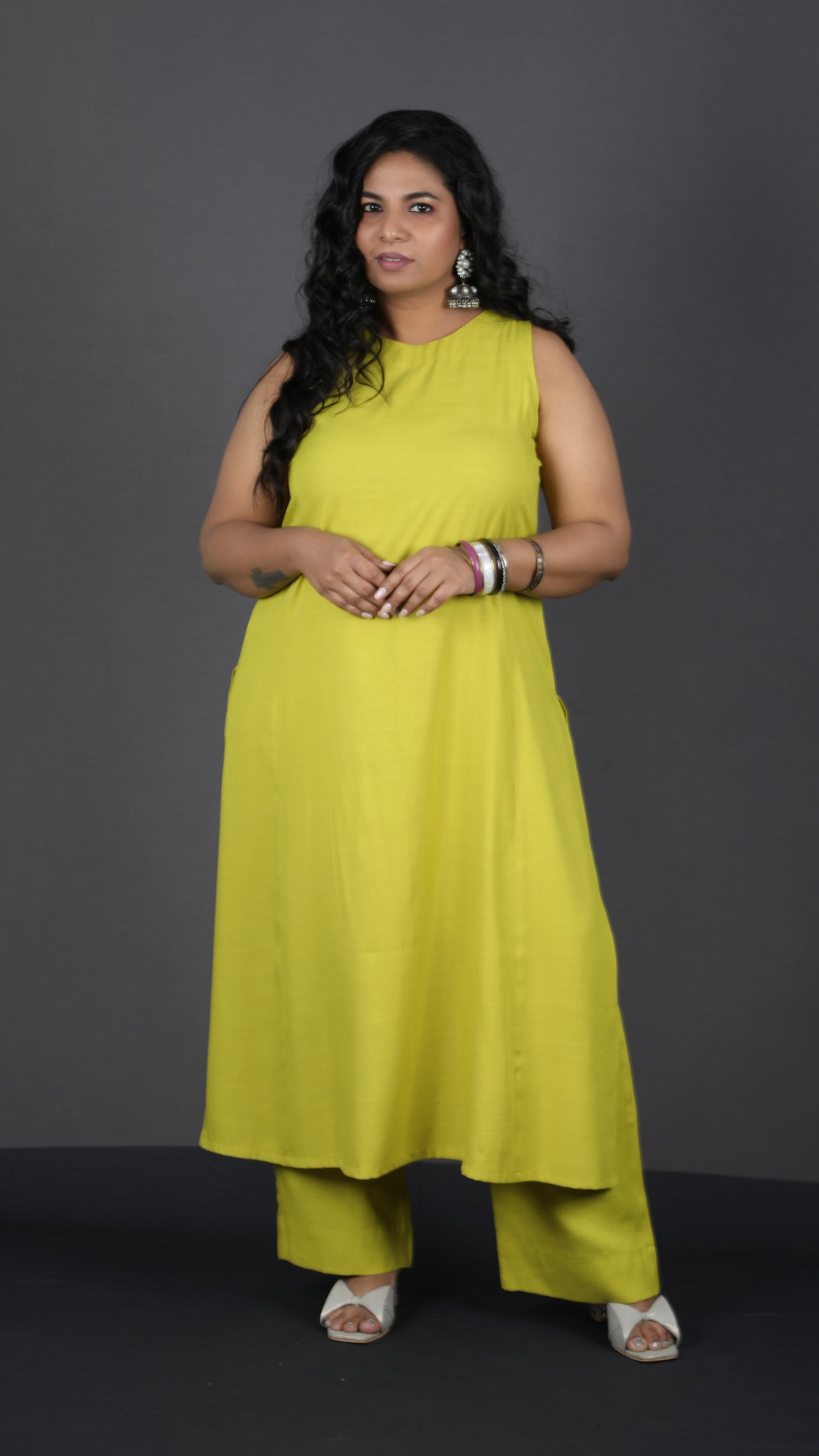 Eshana - 2 pc set - Soft cotton - Lime Green