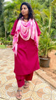 ADYA - CO ORD SET - MEJENTA SOFT COTTON  ( WITH MUL MUL DUPATTA )