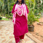 ADYA - ONLY KURTA OR CO ORD SET - MEJENTA SOFT COTTON  ( WITH MUL MUL DUPATTA - OPTIONAL)