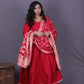 NOOR - Anarkali set + Zari Dupatta - Cherry Red
