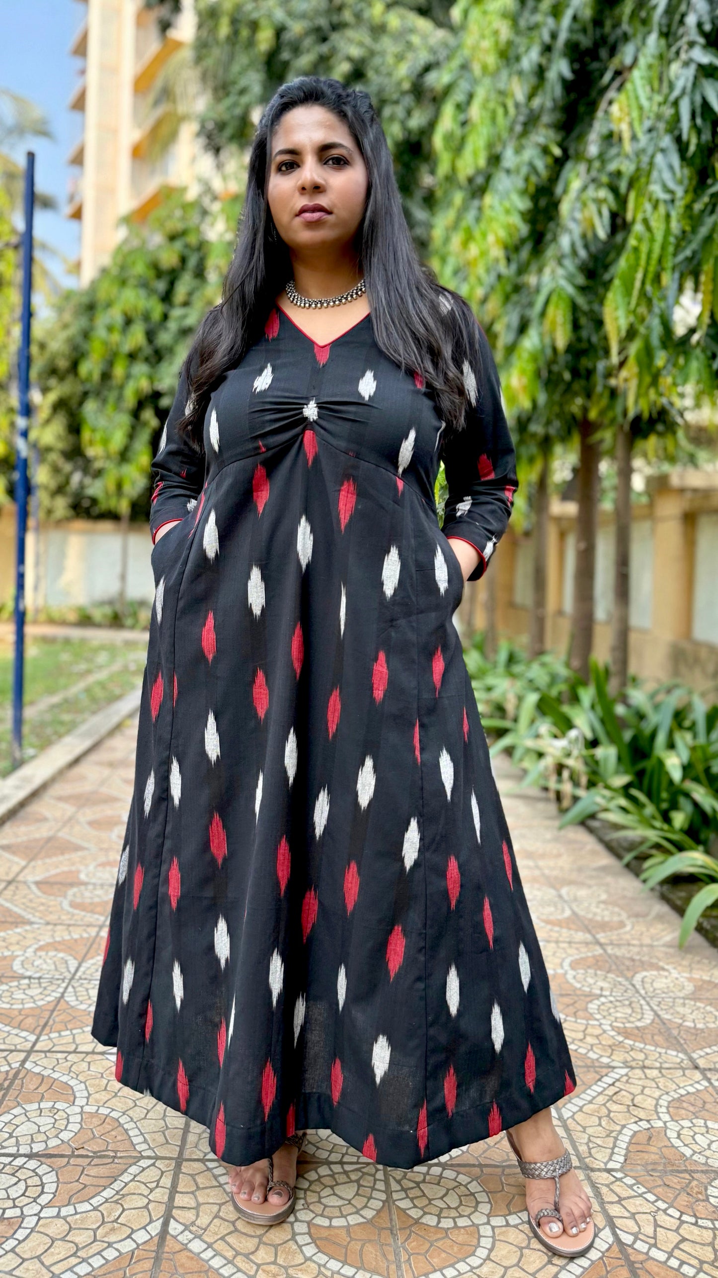 Sonam - Black Ikkat Dress