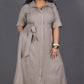 Bella - Shirt dress - Soft cotton - MUD GREY