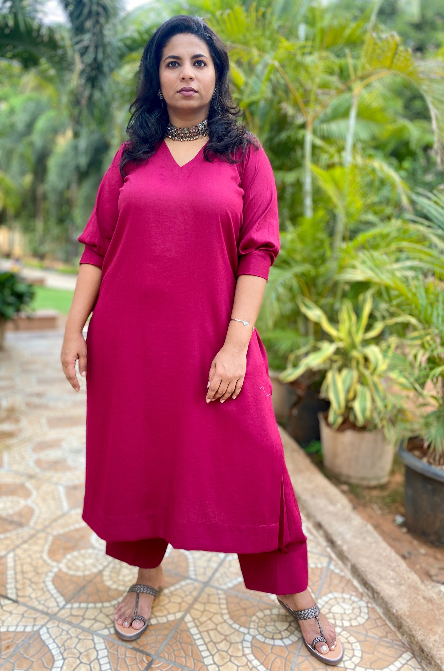 ADYA - ONLY KURTA OR CO ORD SET - MEJENTA SOFT COTTON  ( WITH MUL MUL DUPATTA - OPTIONAL)