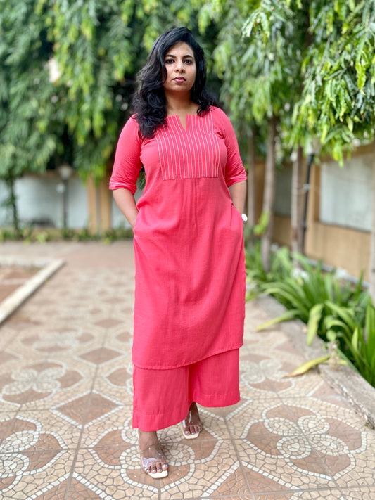 NAINA - ONLY KURTA - PEACH ( Thread work )